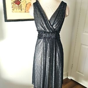 Elegant Black Sleeveless Dress. Y2K, Babydoll. Size 8. Bling. Party